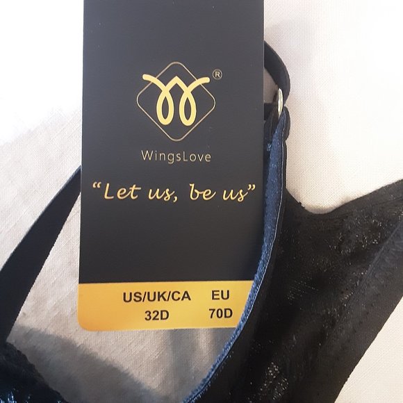 Wingslove New 32D Front Bra with Necklace Plunge Racerback Lace Black - Picture 13 of 13